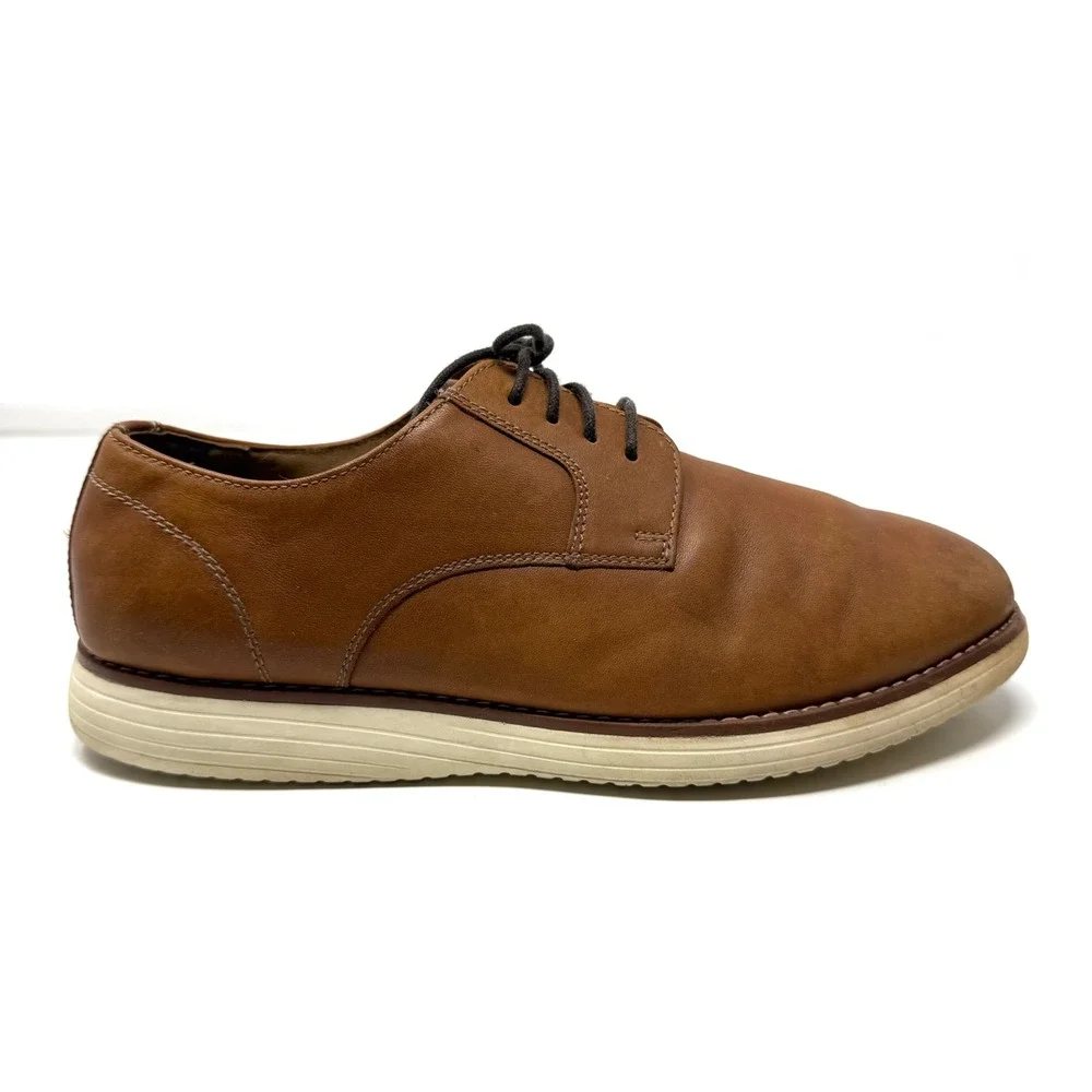 Johnston & Murphy Boys Upton Plain Toe Oxford Tan Leather TRUFOAM Shoes 7M
